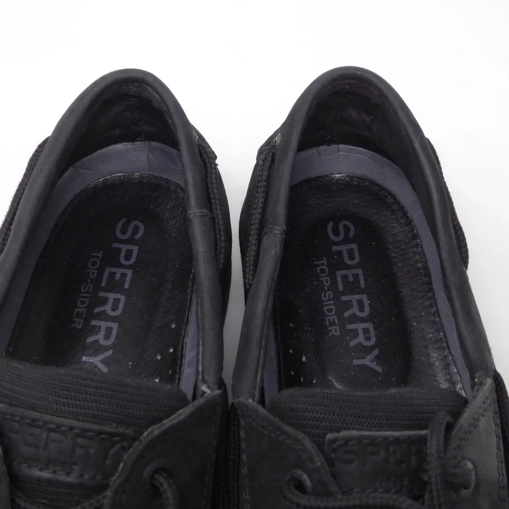 Sperry Mens Boat Shoes Black Billfish 3-Eye Leather STS24997 Size 9.5
